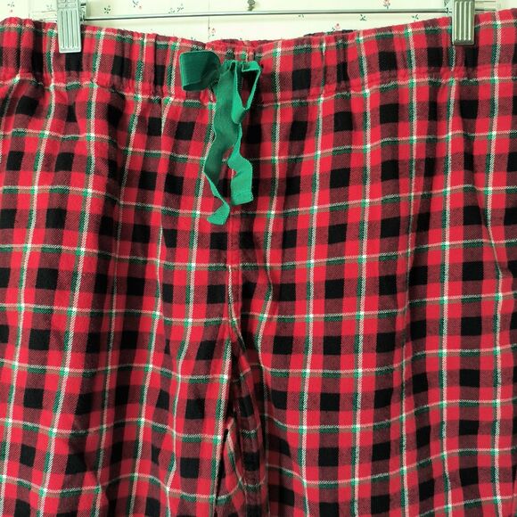 Lands' End Flannel Pajama Set Womens M Red Tartan Plaid Cotton Cozy Pockets - Picture 15 of 16